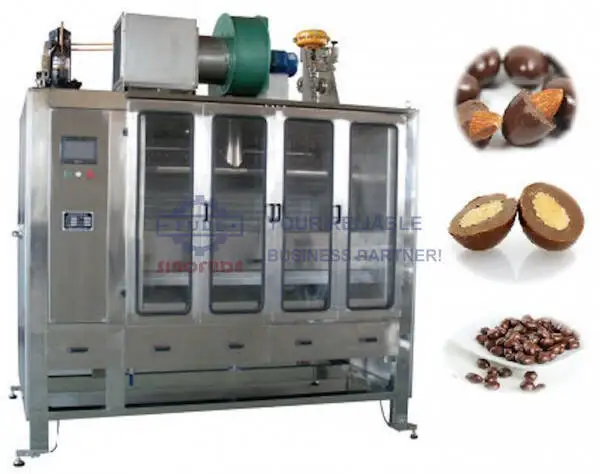 High Productivity Chocolate Coating Belt For Enrobing And Coating Chocolate Paste To Round
