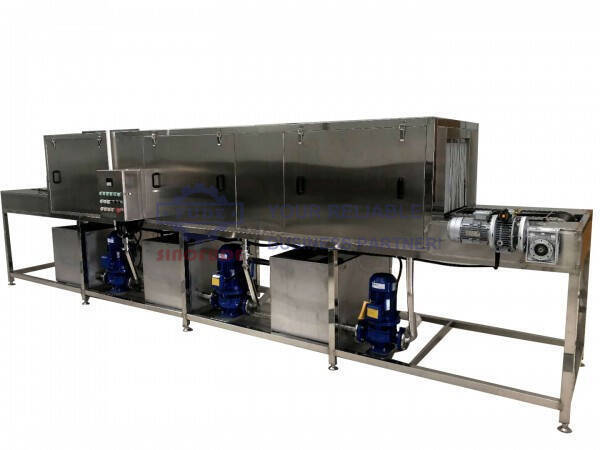 Frequency Converted Plastic Tray Cleaning System 15KW Power 750mm Washing Height